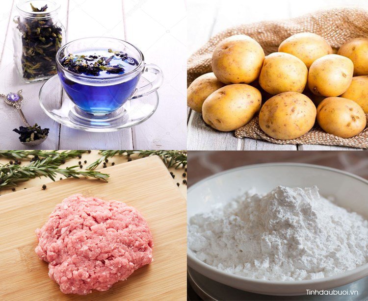 Cach lam banh hoa dau biec hap nhan thit khoai tay nghien