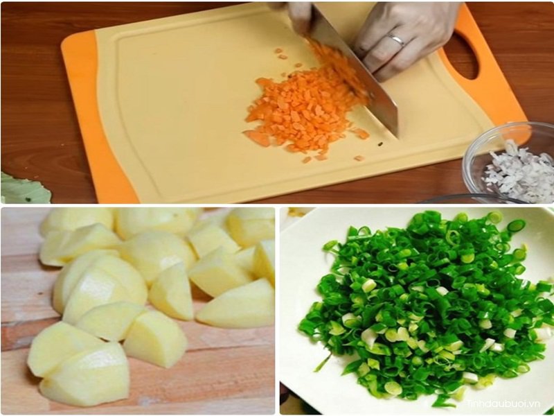 Cach lam banh hoa dau biec hap nhan thit khoai tay nghien