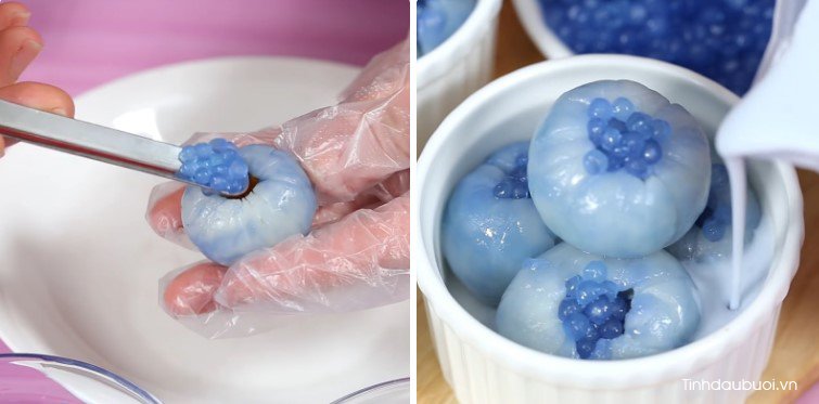 Cách làm sữa chua vải hoa đậu biếc