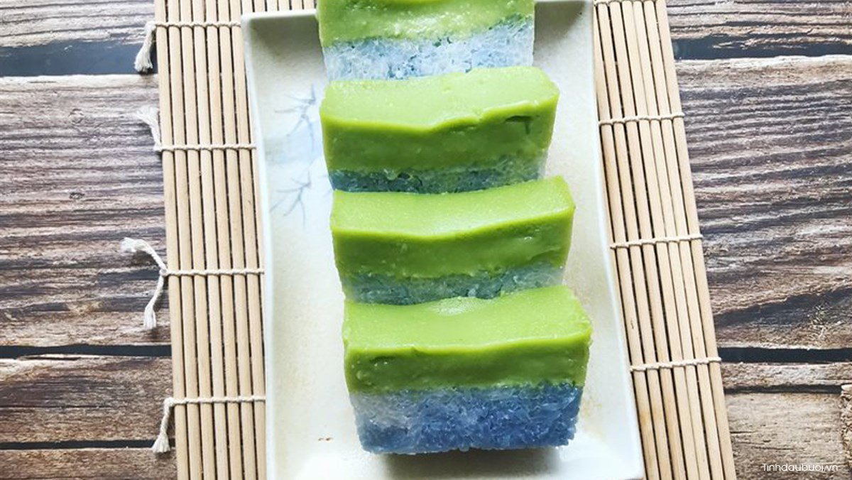 xôi hoa đậu biếc cốt dừa kem lá dứa xoi hoa dau biec cot dua kem la dua