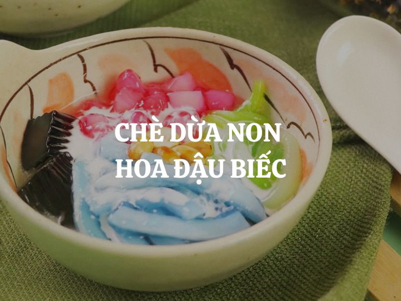 Cách nấu chè dừa non hoa đậu biếc thanh mát, giải nhiệt tại nhà