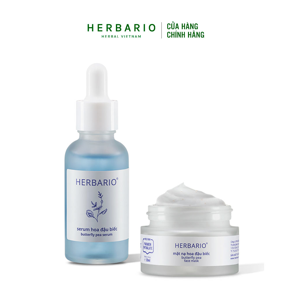 Combo cấp ẩm, ngăn ngừa lão hóa da từ Herbario: Mặt Nạ 30ml + Serum 30ml
