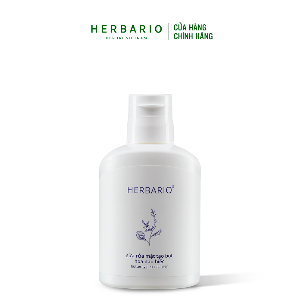 Sữa rửa mặt tạo bọt sẵn hoa đậu biếc Herbario 100ml chống lão hóa da